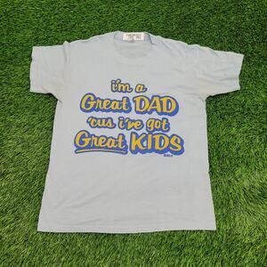 Vintage 80s Great Dad Shirt M/L 20x26 Blue Single-Stitch